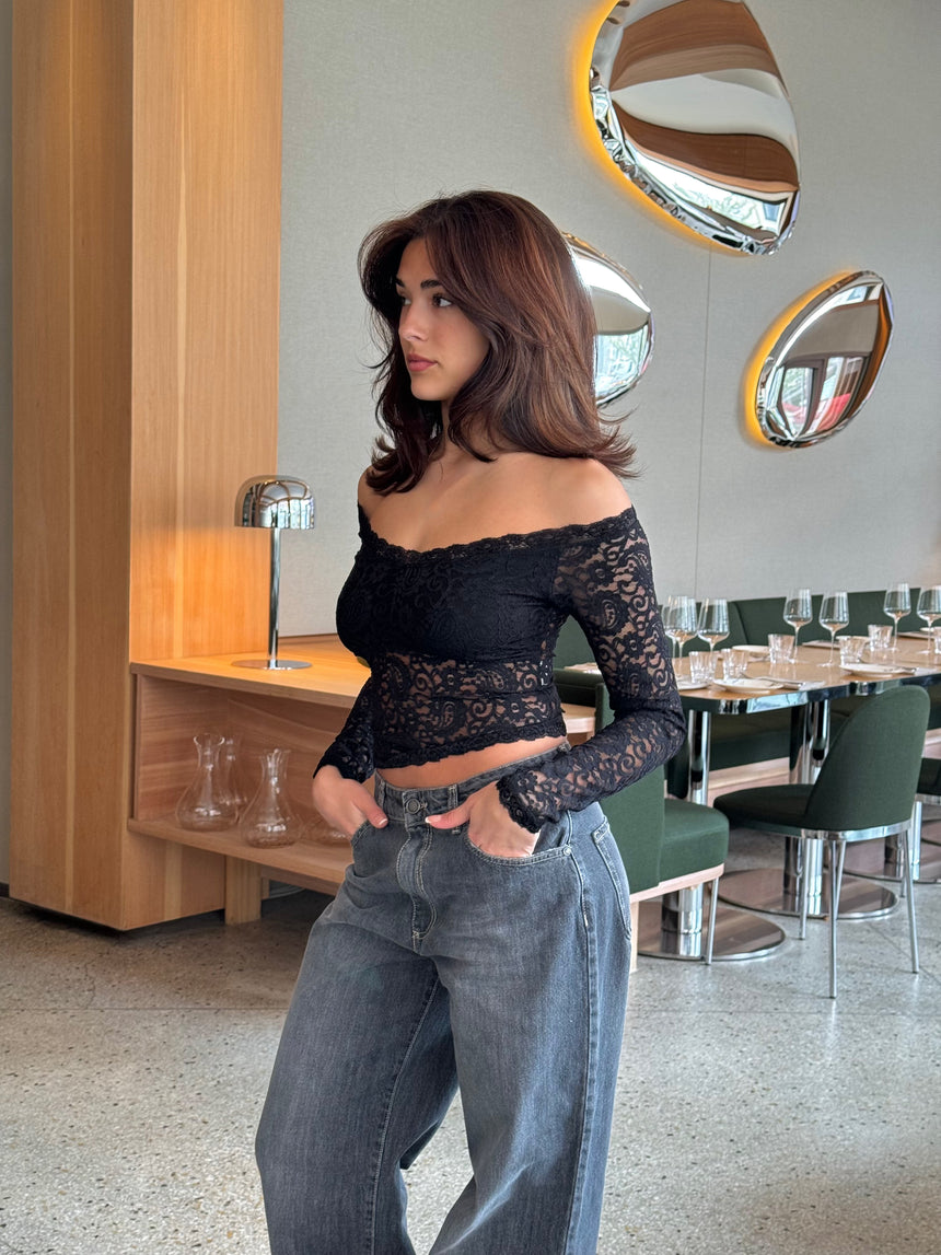 Lilly off shoulder blondebluse - Sort