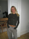 Isaline ribbet hoodie med zip - Brun