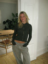Isaline ribbet hoodie med zip - Brun