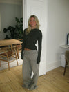 Isaline ribbet hoodie med zip - Brun