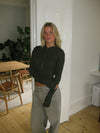Isaline ribbet hoodie med zip - Brun
