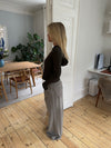 Isaline ribbet hoodie med zip - Brun
