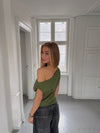 Tiril one shoulder top i hør - Grøn