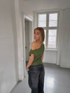 Tiril one shoulder top i hør - Grøn