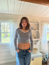 Ruth stribet bluse - sort/hvid