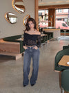 Lilly off shoulder blonde bluse - Sort