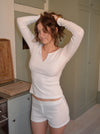 Bianca pyjamasshorts i rib - Off white
