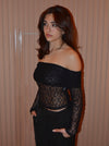 Jennie blonde off shoulder bluse - Sort