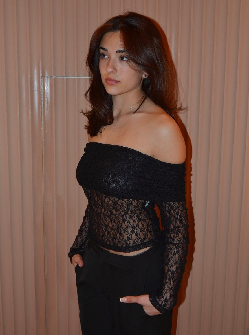 Jennie blonde off shoulder bluse - Sort