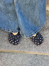Tovea split toe ballerina med polkaprikker - Sort/Hvid
