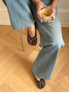 Tovea split toe ballerina med polkaprikker - Brun/Hvid