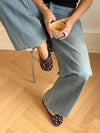 Tovea split toe ballerina med polkaprikker - Brun/Hvid