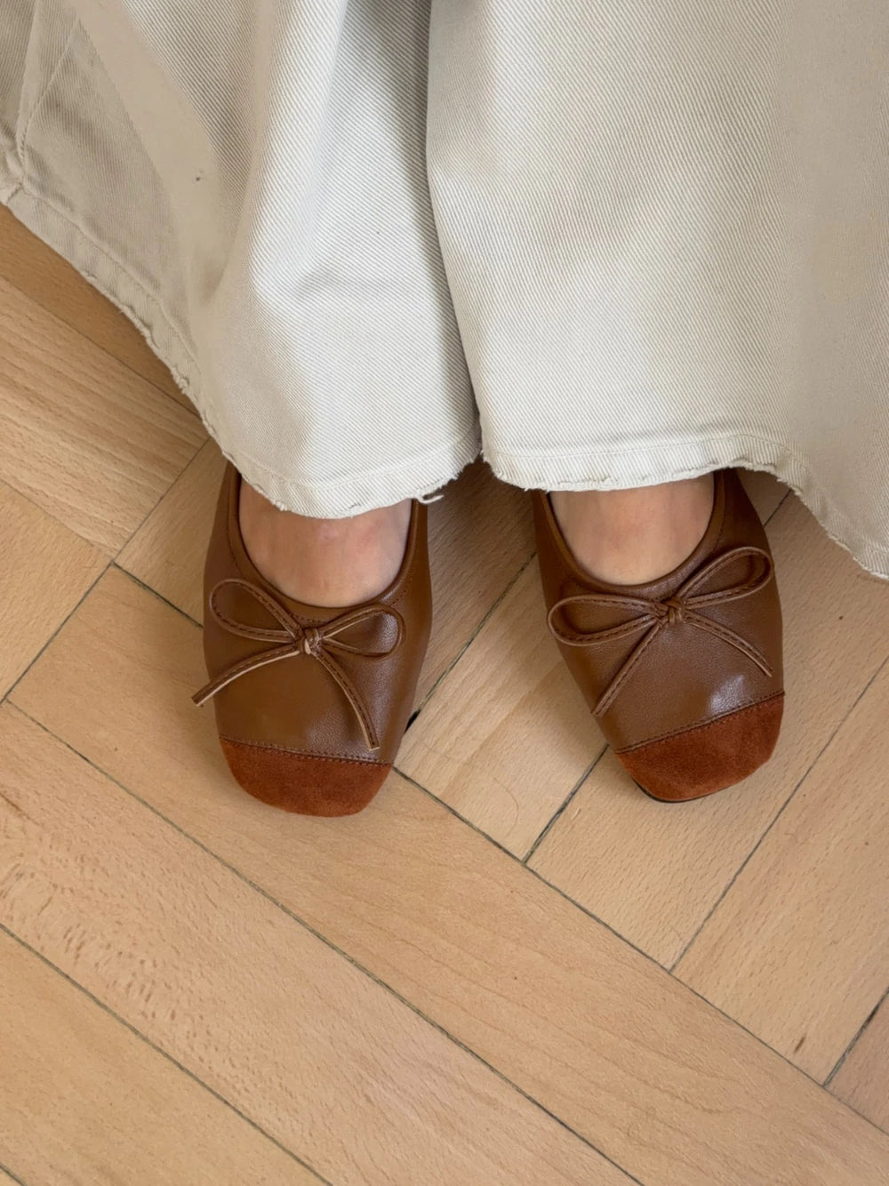 Gina ballerina med ruskindssnude - Brun