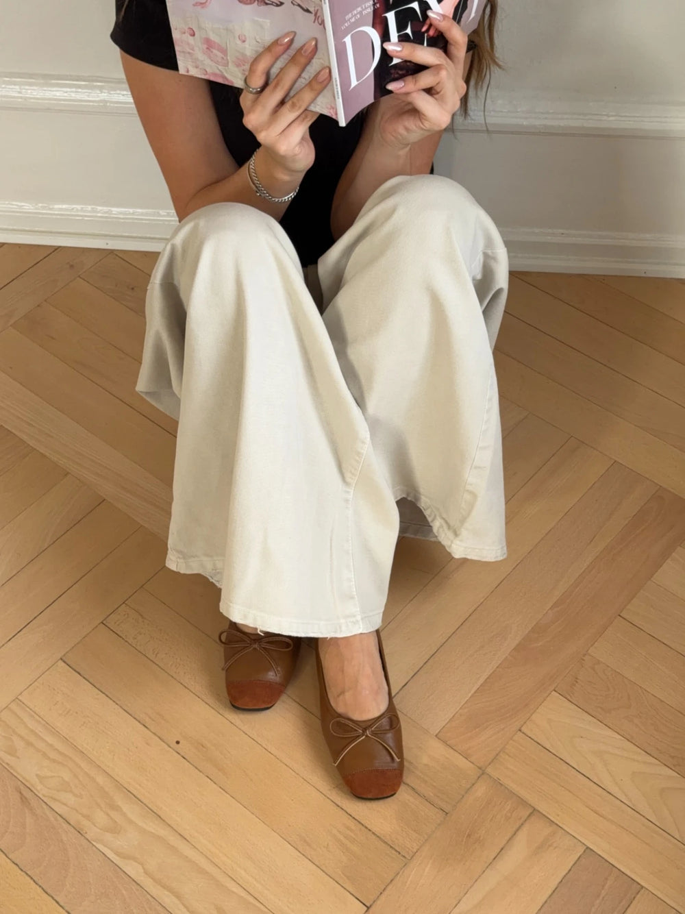 Gina ballerina med ruskindssnude - Brun