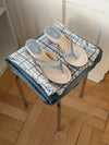 Lavina sandal med kilehæl - Lyseblå/Beige