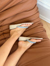 Lavina sandal med kilehæl - Lyseblå/Beige