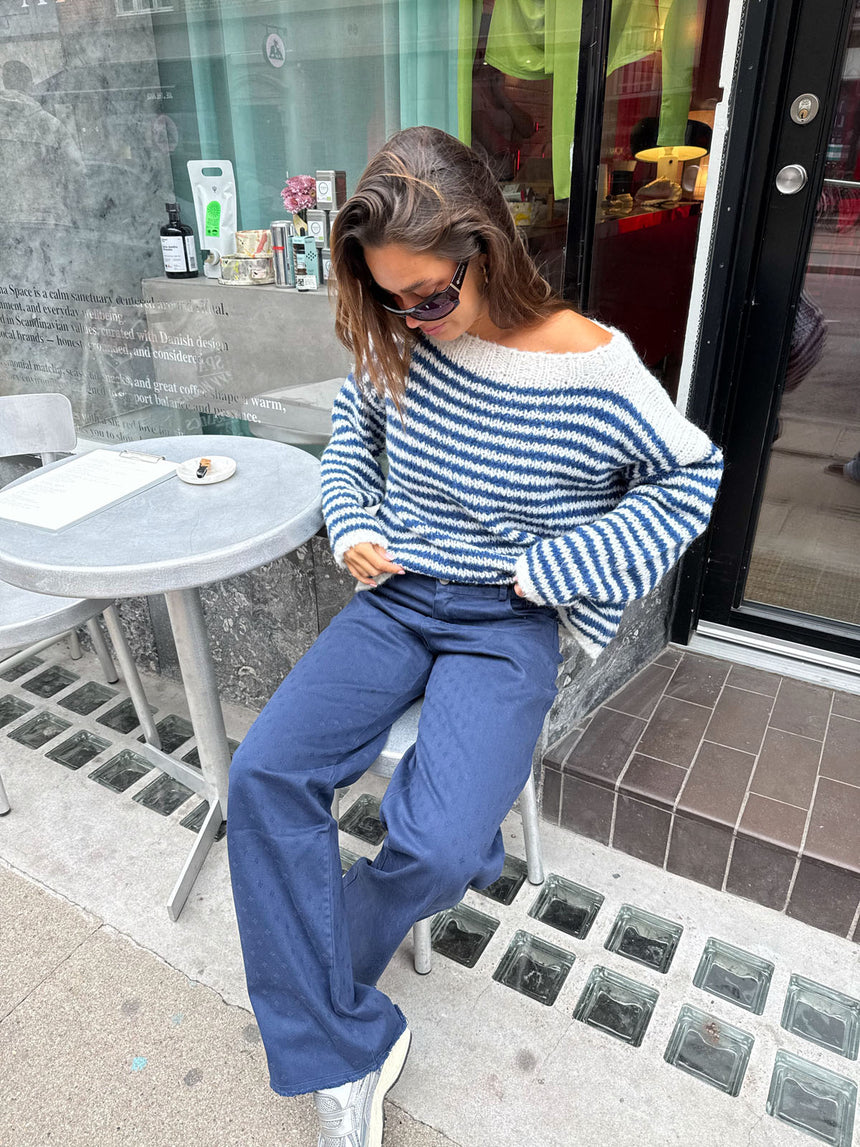 Gabardin jacquard jeans - Navy