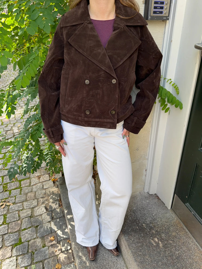 Rosie jakke i ruskind - Mørkebrun