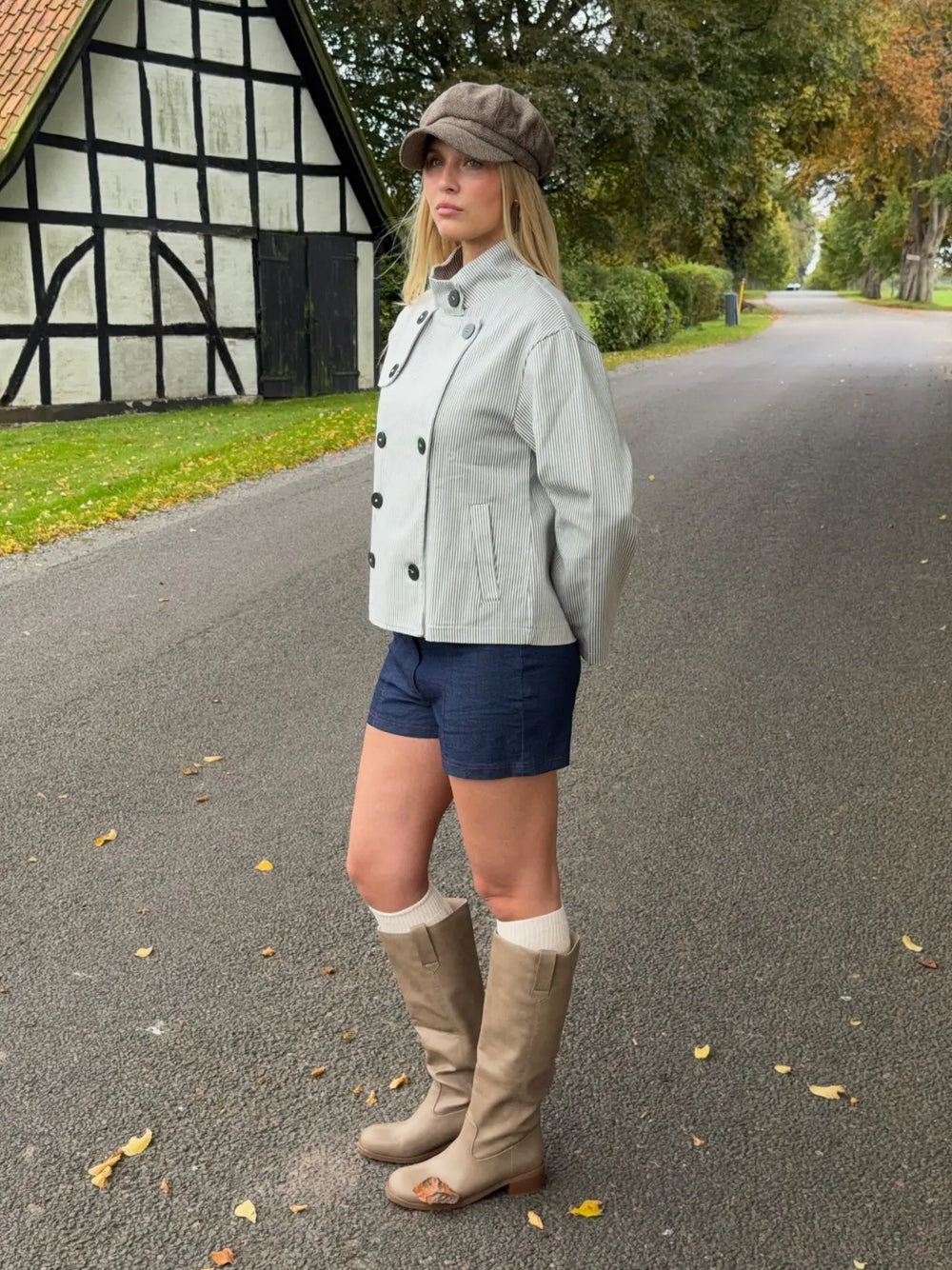 Salma jakke med striber - Grå/off White