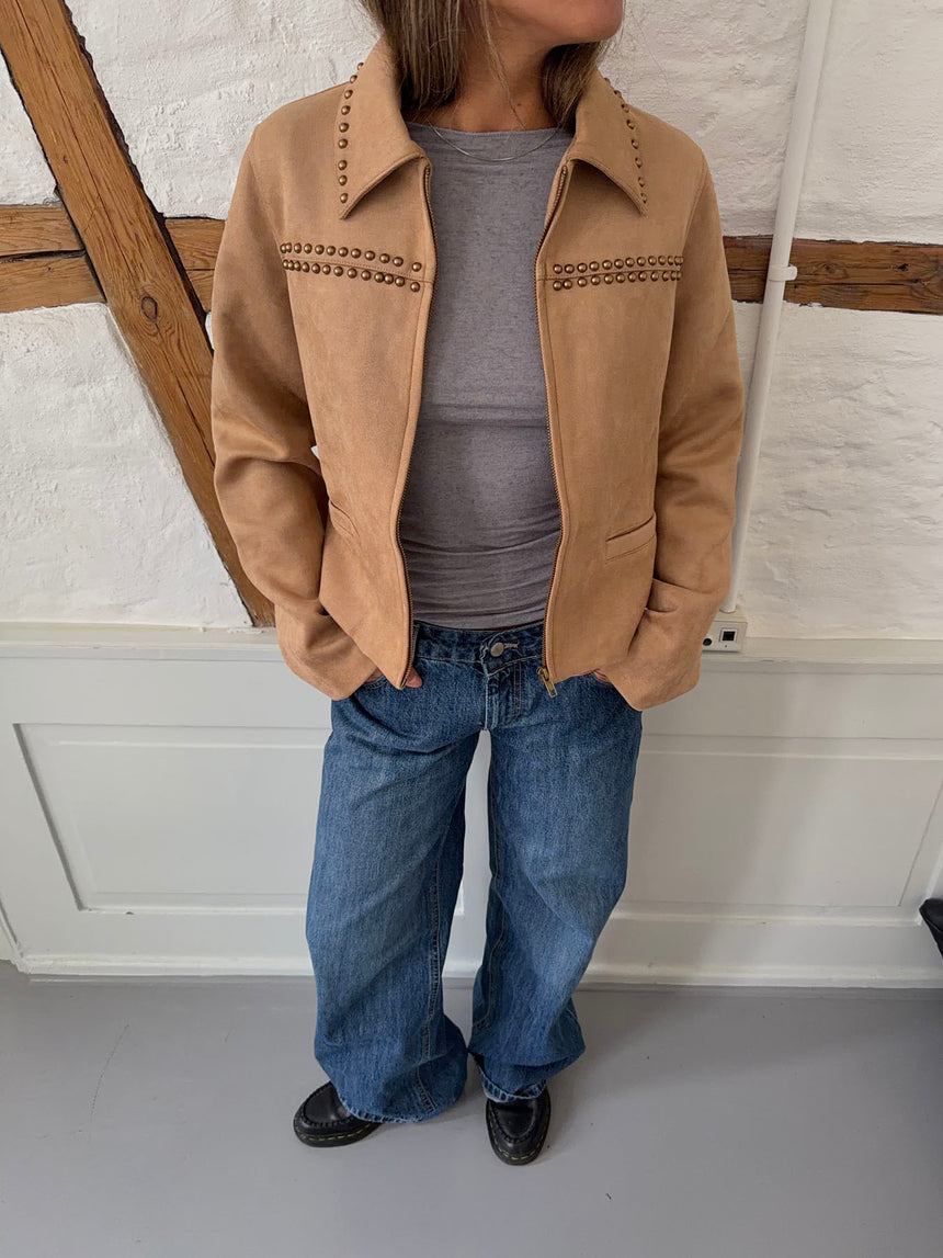 Camela jakke med nitter - Beige