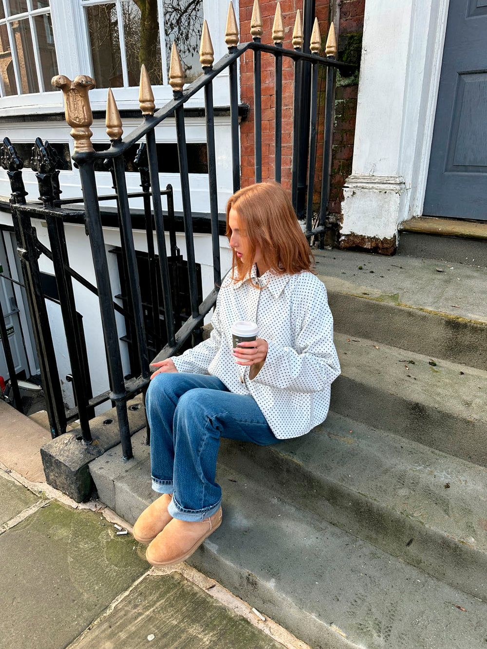 Dolly jakke med polkaprikker - Hvid