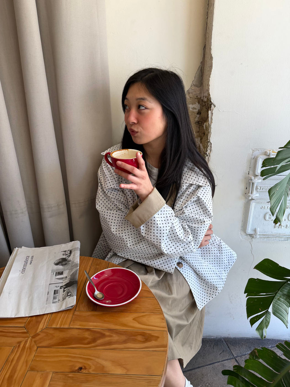 Dolly jakke med polkaprikker - Hvid