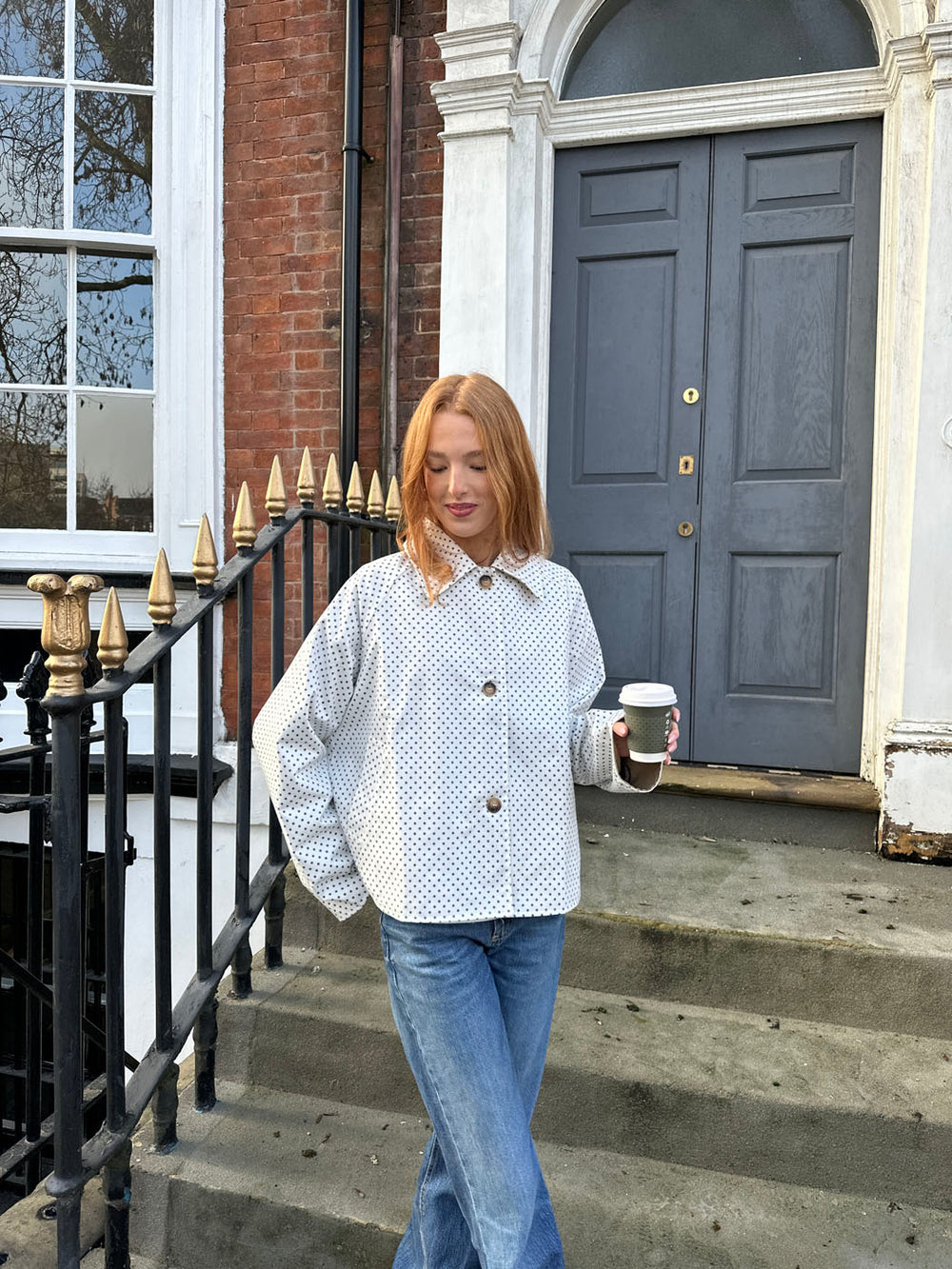 Dolly jakke med polkaprikker - Hvid