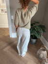 Alaia lavtaljede jeans med lyn detalje - Hvid denim