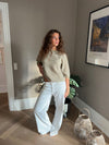 Alaia lavtaljede jeans med lyn detalje - Hvid denim