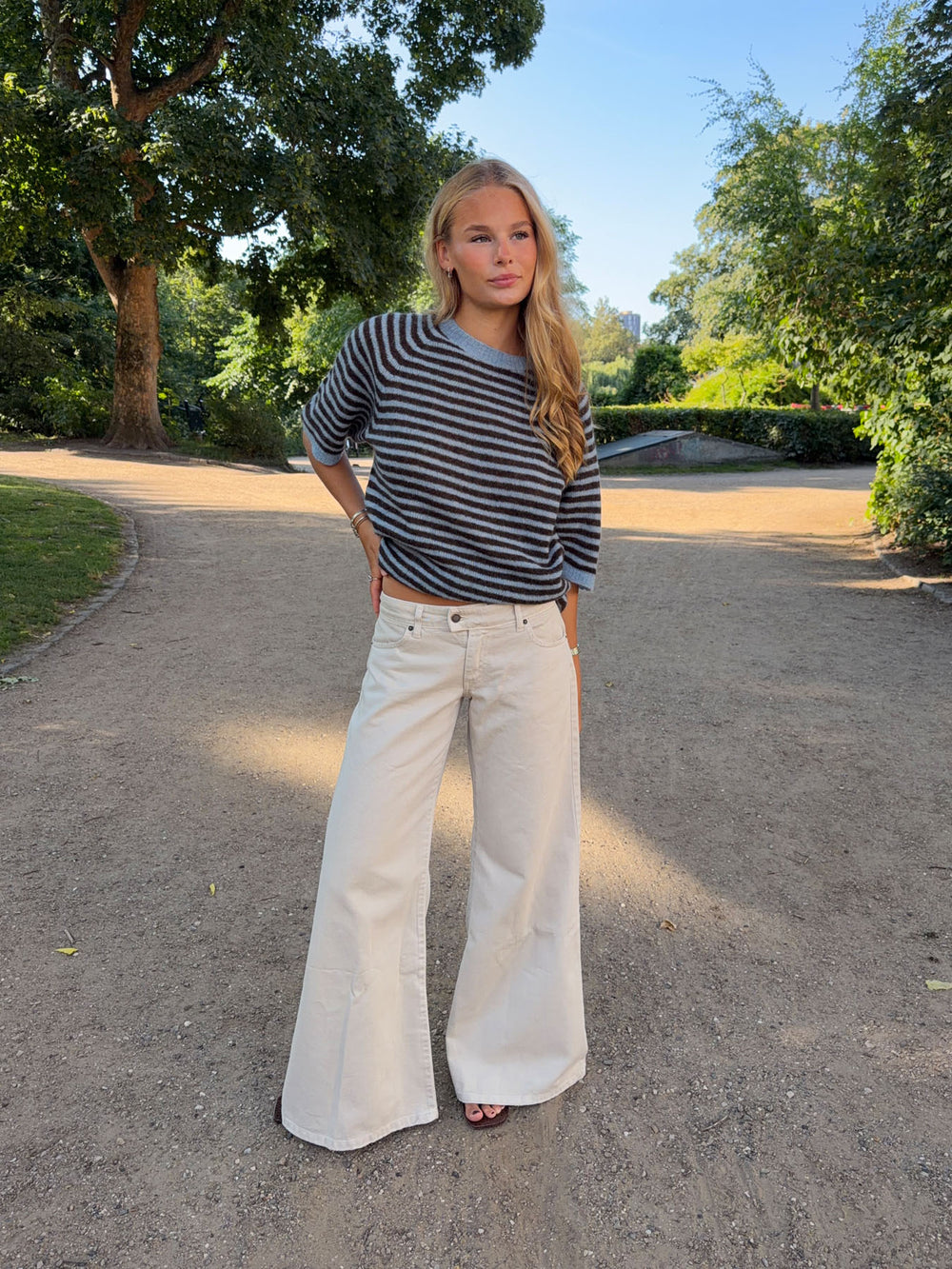 Hedda jeans med brede ben - Beige