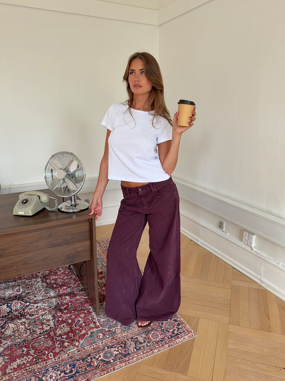 Johanne jeans med brede ben - Lilla