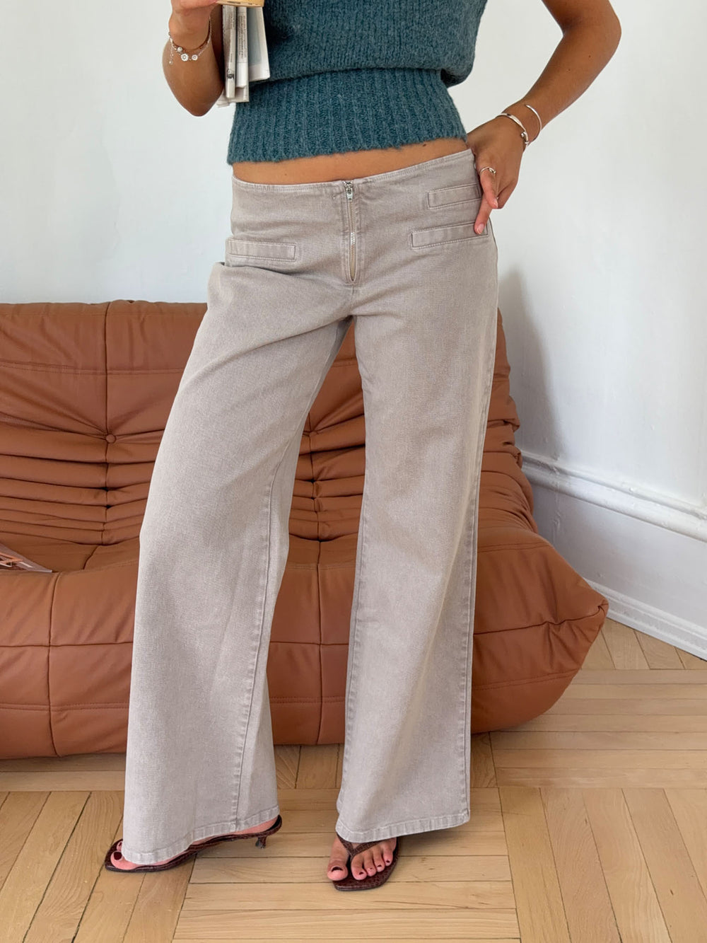 Gerda jeans med detaljer - Taupe