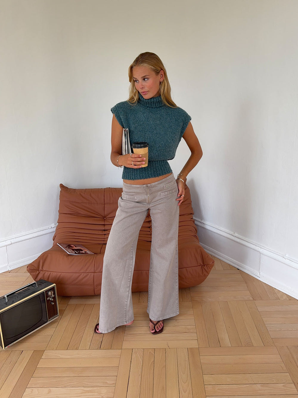 Gerda jeans med detaljer - Taupe
