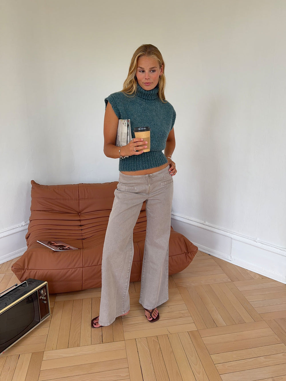 Gerda jeans med detaljer - Taupe