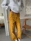 Olive jeans med detaljer - Gul