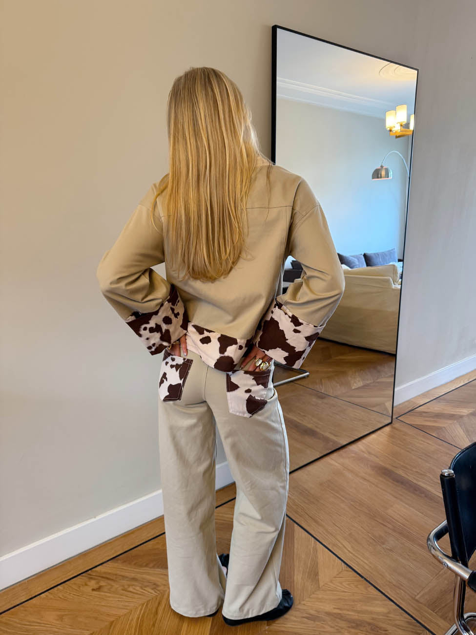 Scandivv jeans med koprint - Beige