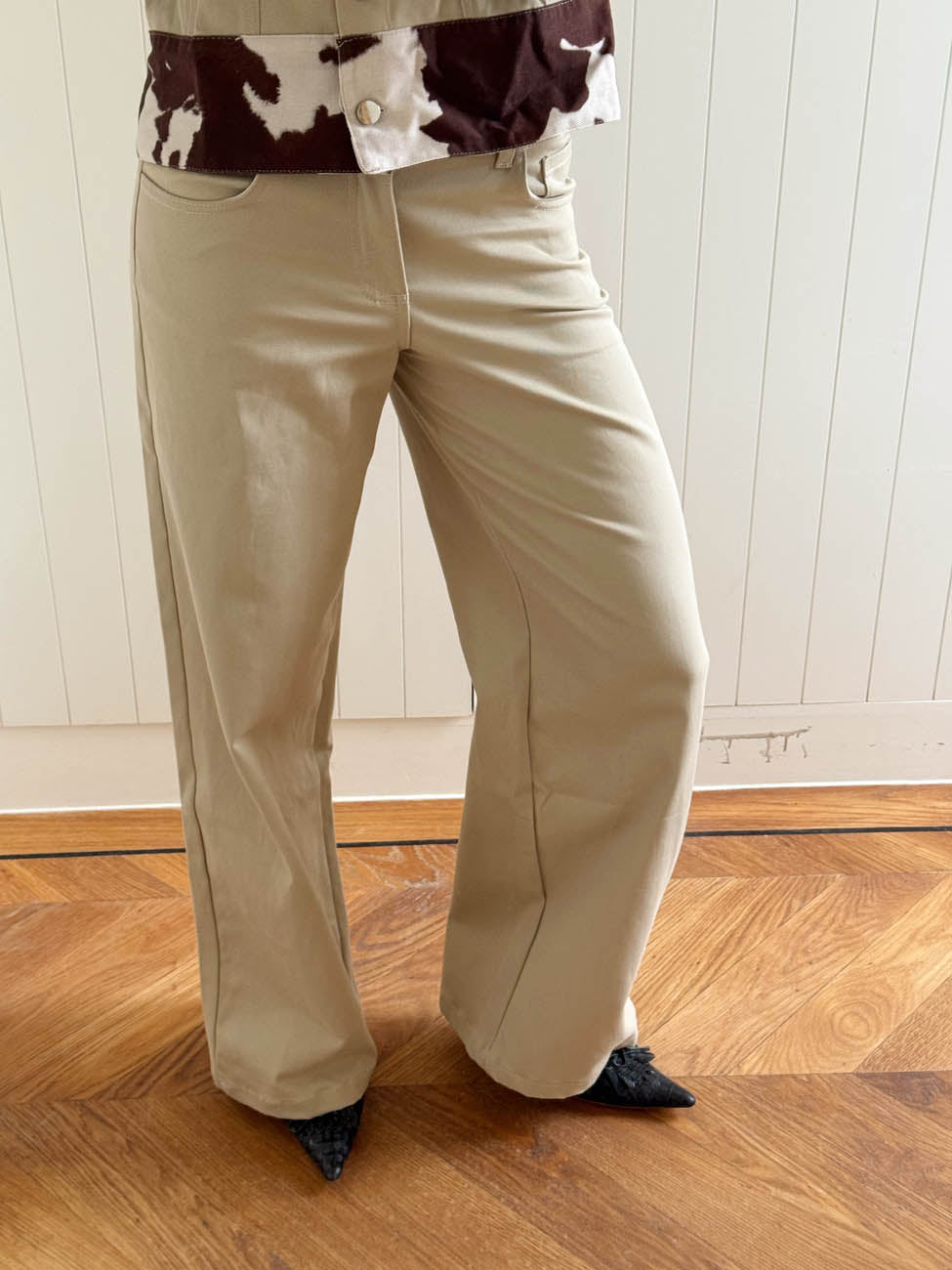 Scandivv jeans med koprint - Beige