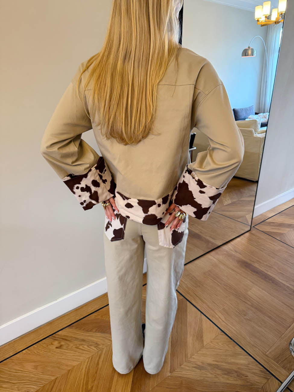 Scandivv jeans med koprint - Beige