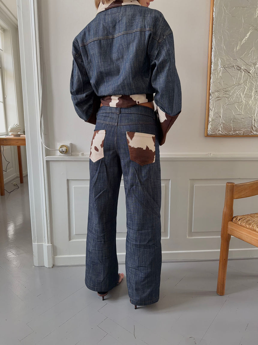 Suivinia jeans med koprint - Blå