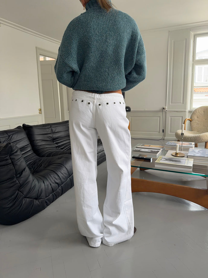 Kenny jeans med metalringe - Hvid