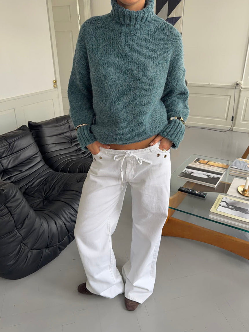 Kenny jeans med metalringe - Hvid