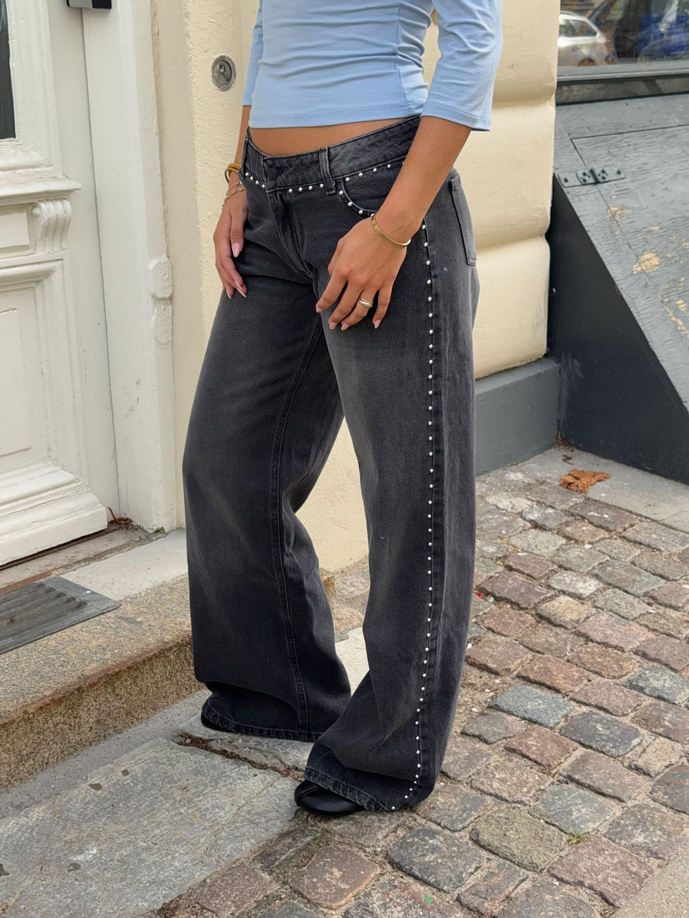Bekka jeans med nitter - Sort