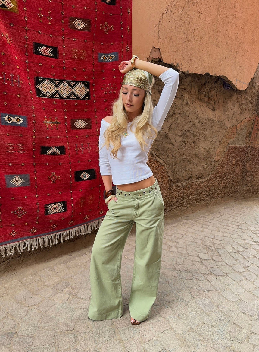 Tanija jeans med ringdetaljer - Lysegrøn