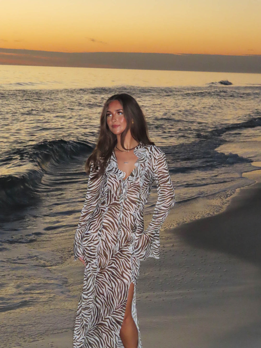 Amy kjole i zebraprint - Sort/hvid