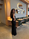 Miana maxi satin kjole - Sort