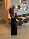 Miana maxi satin kjole - Sort