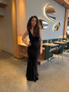 Miana maxi satin kjole - Sort