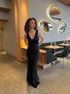 Miana maxi satin kjole - Sort