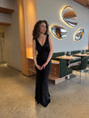 Miana maxi satin kjole - Sort