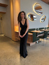 Miana maxi satin kjole - Sort